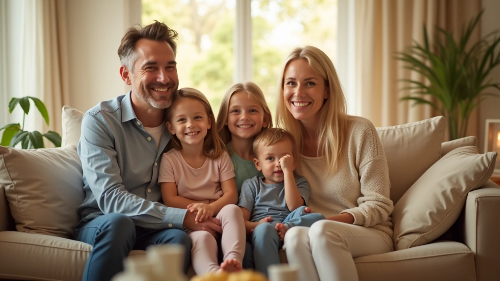Multi-generational family enjoying time together in a well-organized home
